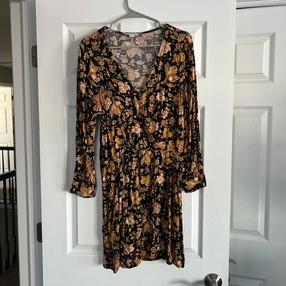 American Eagle - Black/Yellow Floral Dress - Size Large - Picture 1 of 4